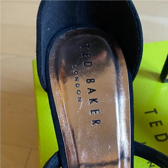 Ted Baker NEW black suede heels ankle 3 straps - Picture 7 of 12